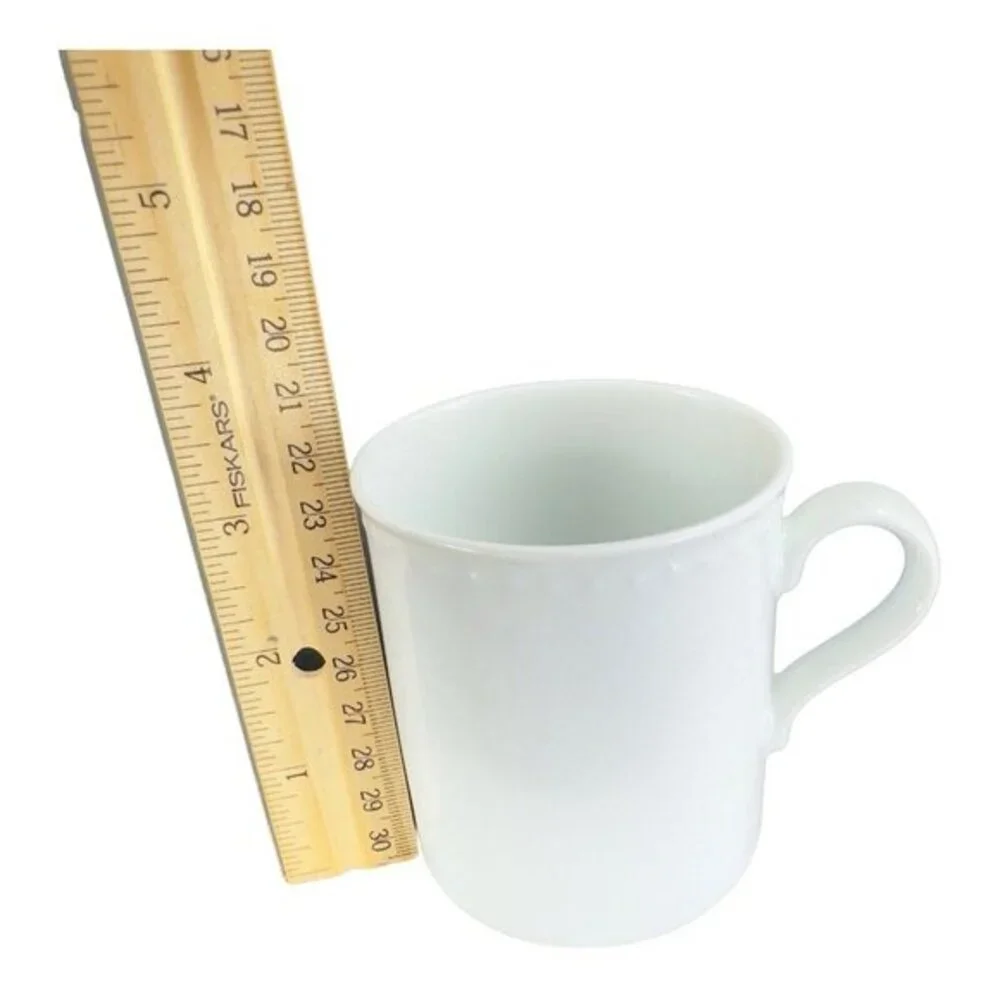 Crate & Barrel Staccato White Coffee Tea Mug Cup Kathleen Willis Japan Set 3 VTG